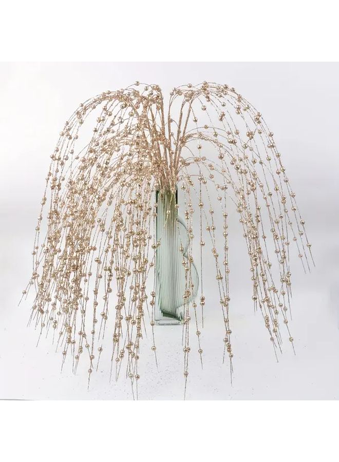 12Pcs Champagne Artificial Branches With Beads Winter Christmas Tree Decorations - Image 5
